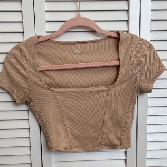 PacSun Tan Ribbed Crop Top - Picture 3 of 4